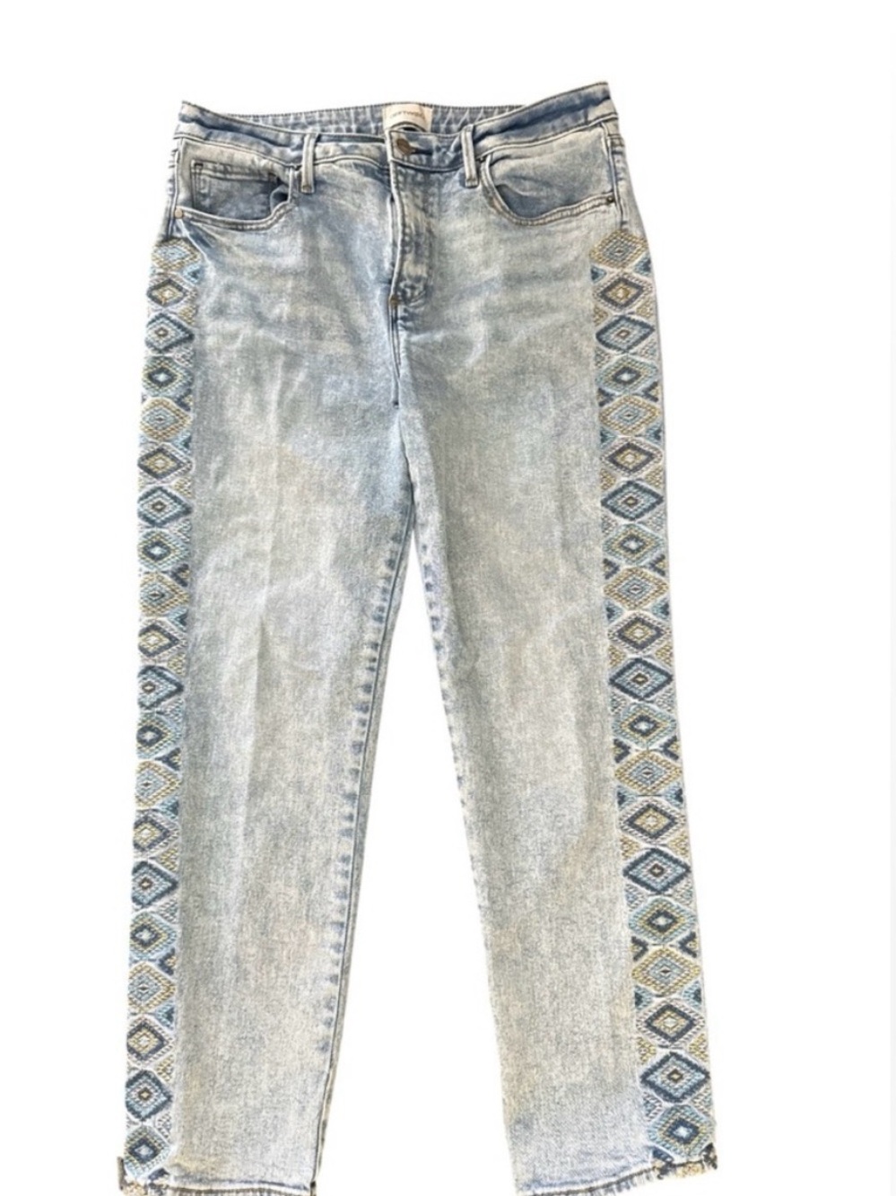 Driftwood Gizelle Jeans 31/27 Southwest Embroidered Straight Crop Boho Western